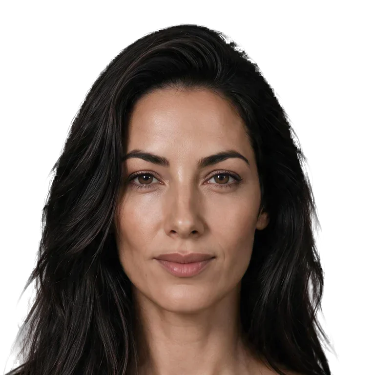 Vesper, cheveux bruns et regard face à vous